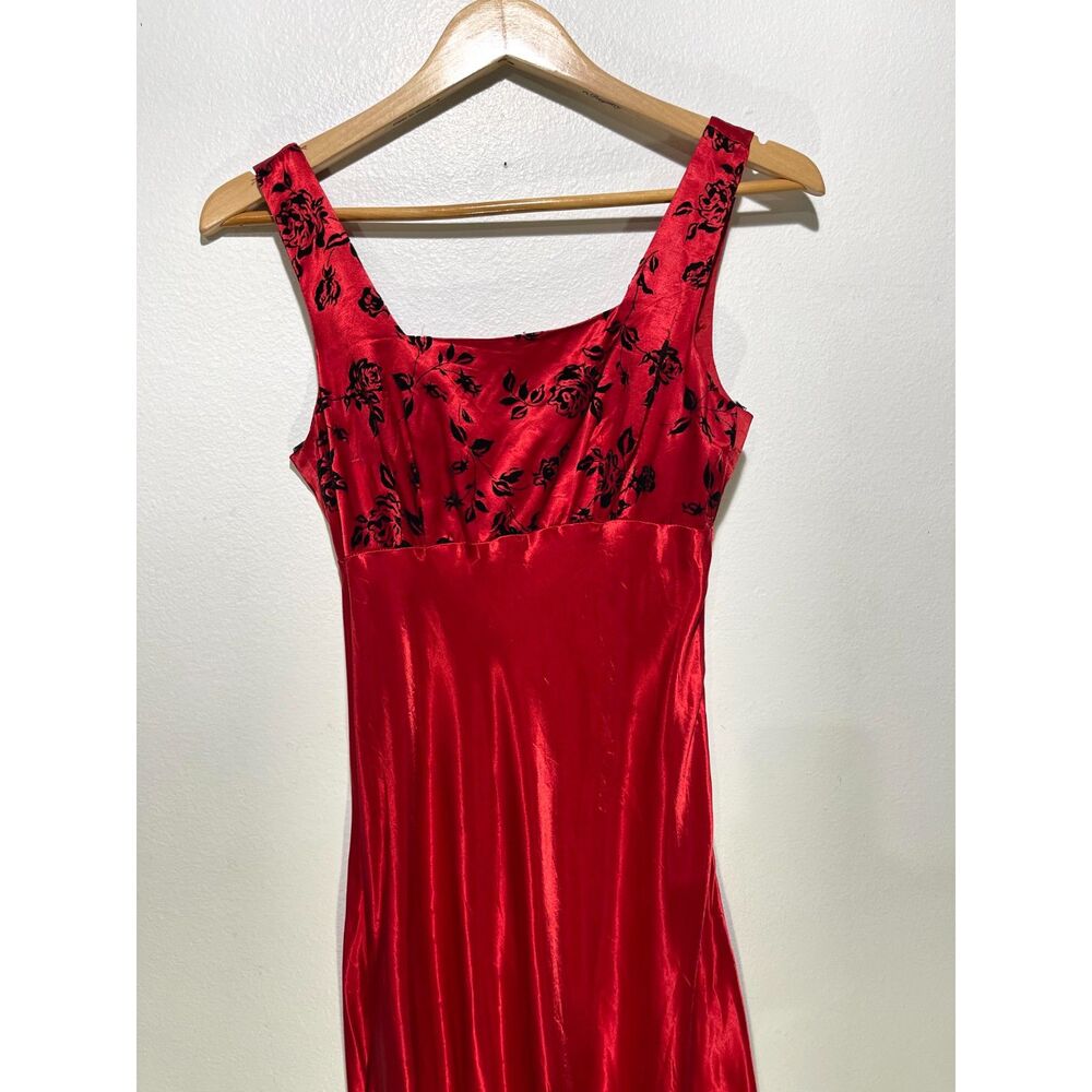 Be Smart VTG maxi dress USA classic red satin fairy whimsygoth romantic women XS - Picture 3 of 6